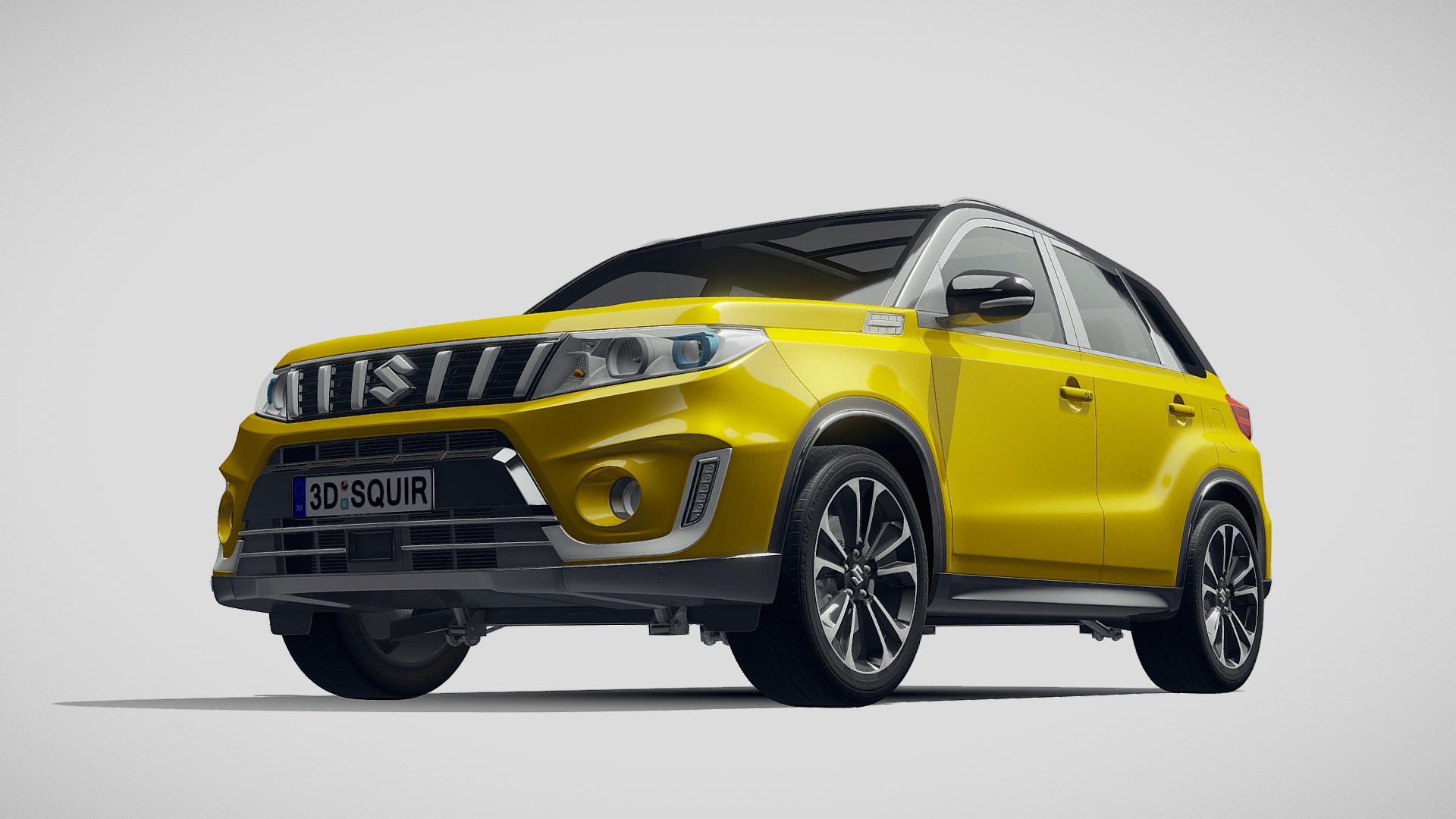 3D model Suzuki Vitara 2019 - This is a 3D model of the Suzuki Vitara 2019. The 3D model is about a yellow sports car.