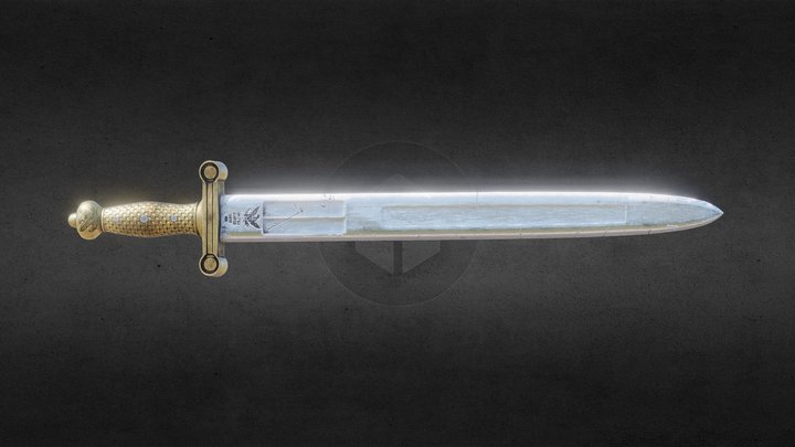 US Civil War Artillery Short Sword 3D Model
