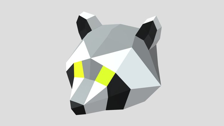 Low poly Raccoon Head 3D Model