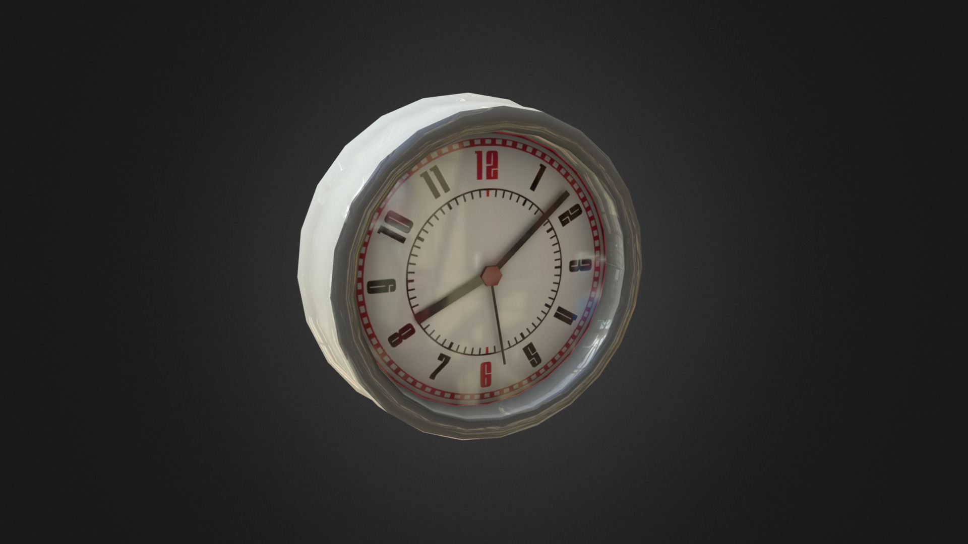 3D model 1950’s Diner Clock 01 - This is a 3D model of the 1950's Diner Clock 01. The 3D model is about a white clock with a black background.