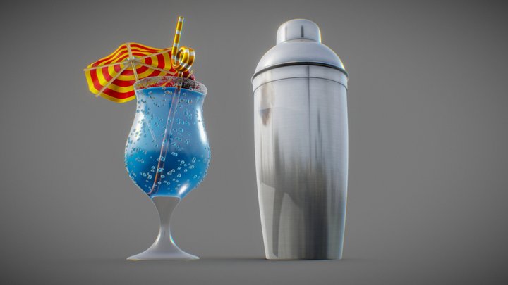HiPoly: Tropical drink with shaker 3D Model