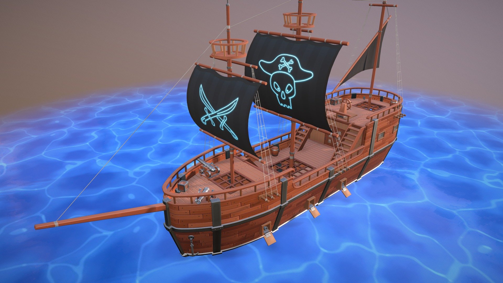 Stylized Pirate Ship - Download Free 3D model by Maksim Batyrev