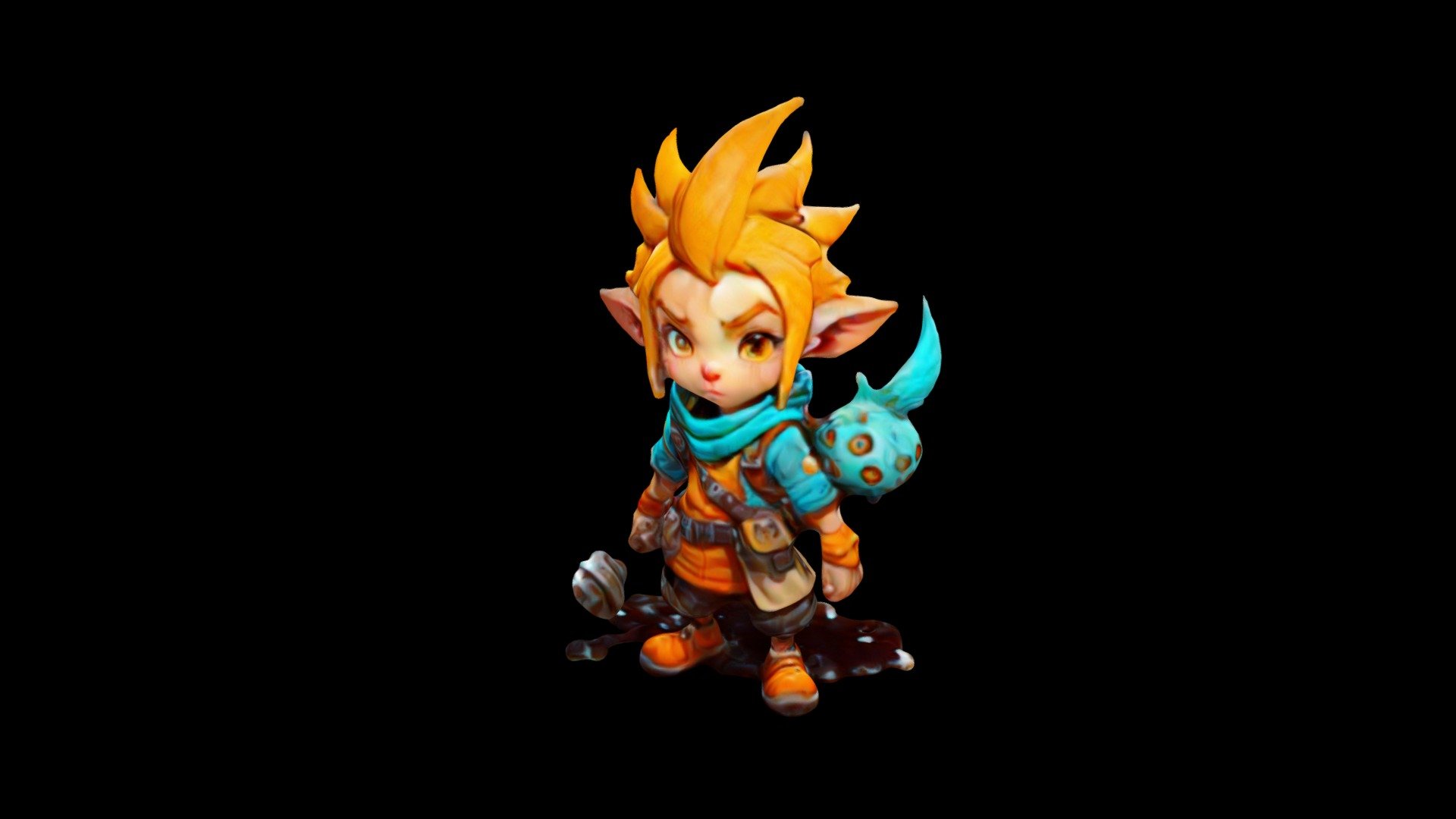 a cute cartoon character with yellow hair and ea - Download Free 3D ...