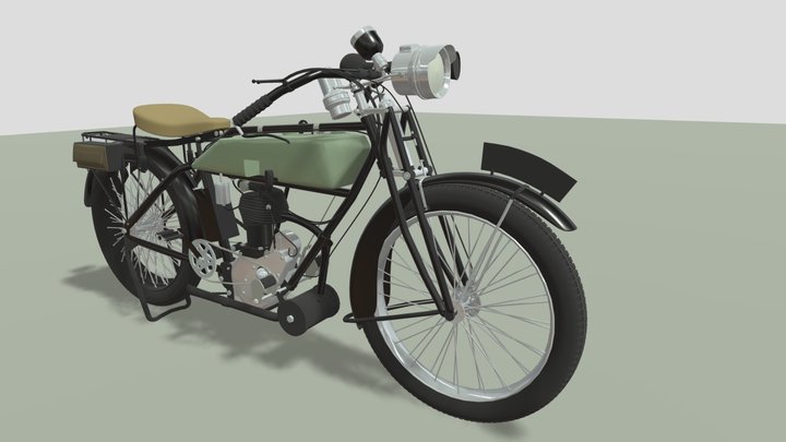 Retro_motorcycle_draft 3D Model