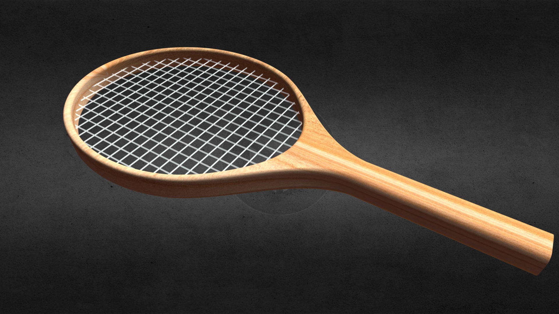 3D model Racket - This is a 3D model of the Racket. The 3D model is about a wooden tennis racket.
