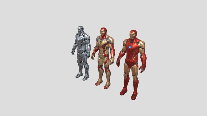 Iron Man Suits props 3D Model