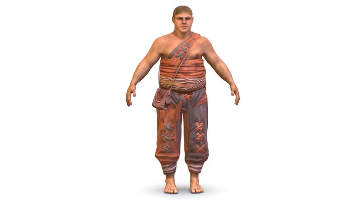 Low Poly model Man Farmer Character 3D Model