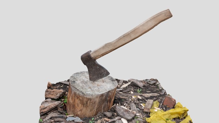 An axe in the stump 3D Model