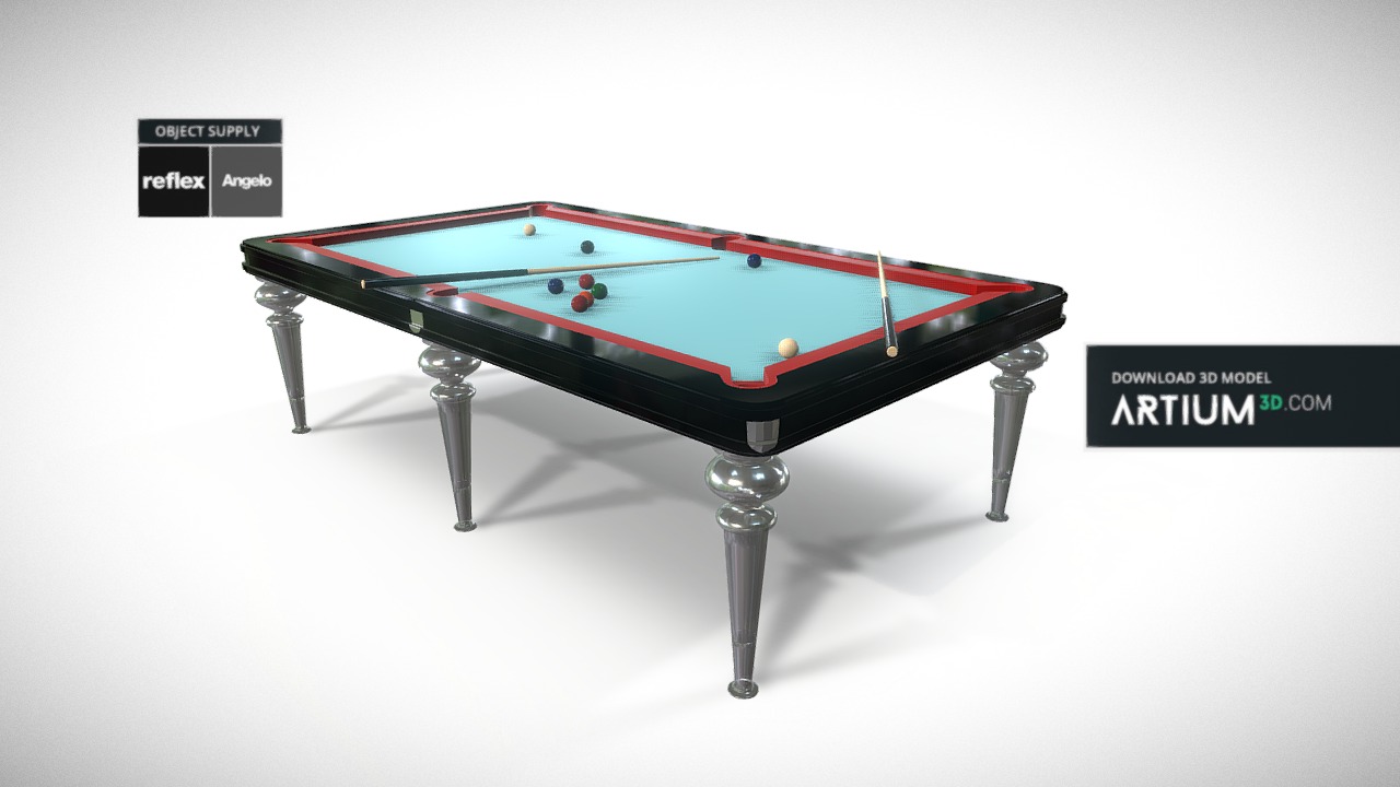 3D model Billiard table Bill – Reflex Angelo - This is a 3D model of the Billiard table Bill - Reflex Angelo. The 3D model is about a pool table with a pool table.