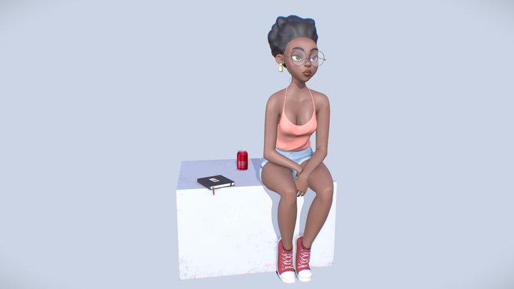 Sitting girl 3D Model