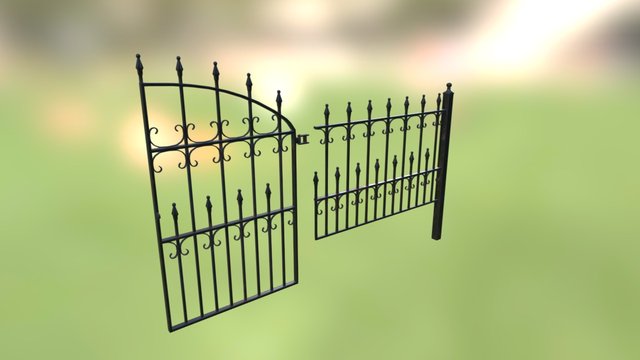 Iron gate, and fence 3D Model