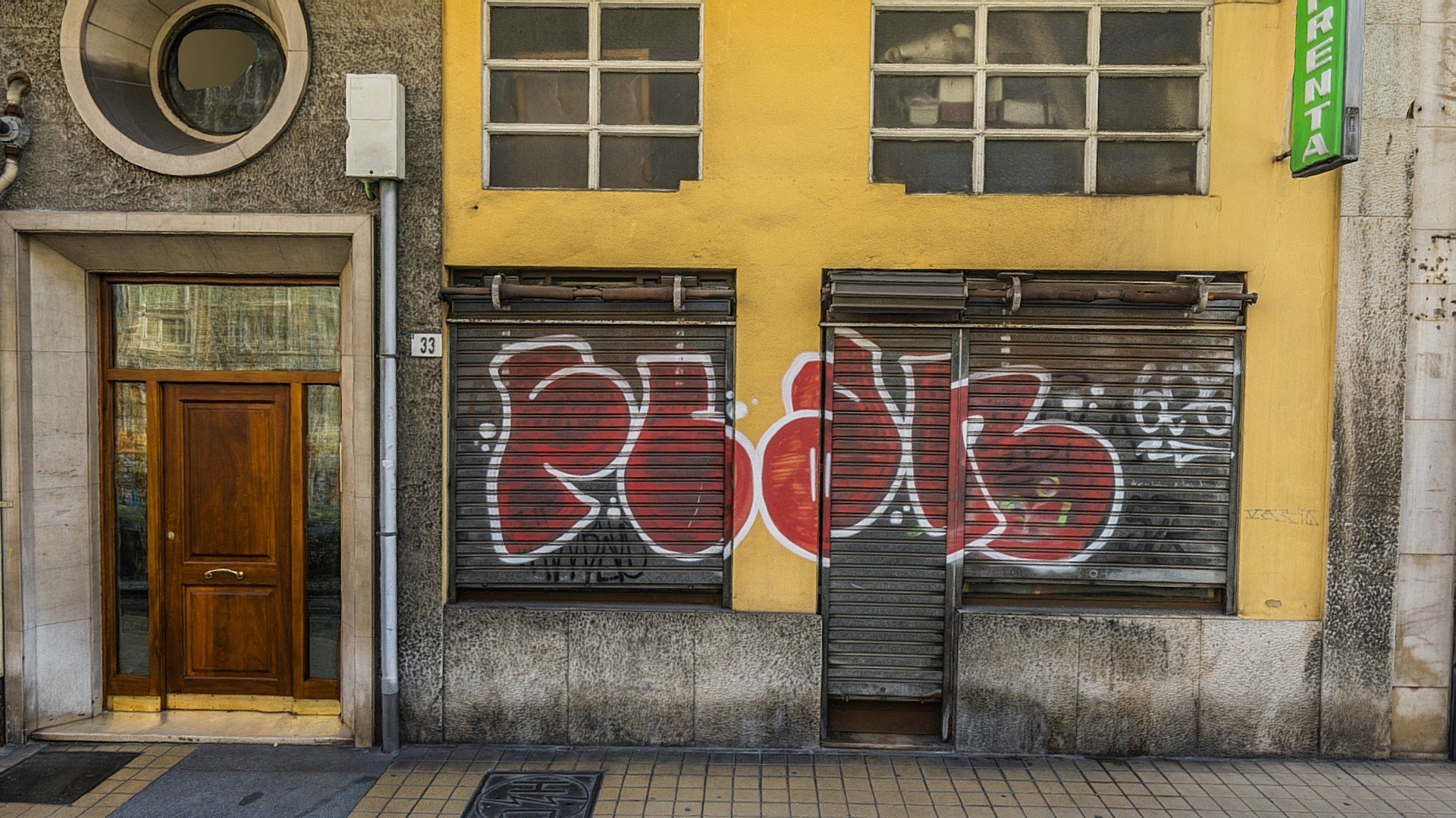 Graffitied closed business scan