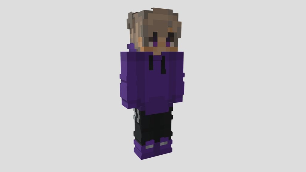 Purpled 3D Model – Minecraft Style Character