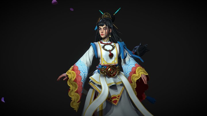 Inari Ōkami Japanese goddess of success 3D Model