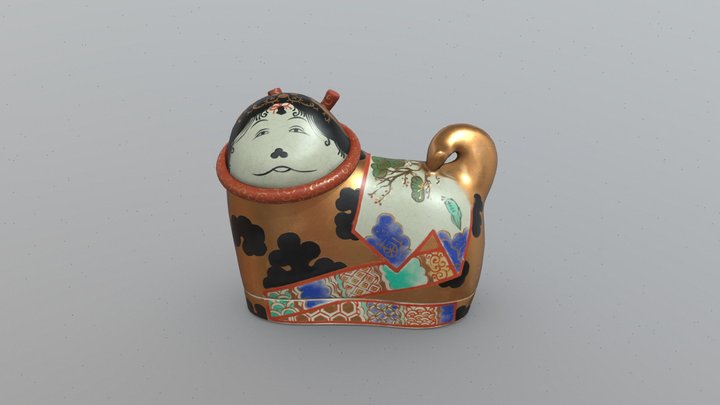 Edo Period Incense Box - Closed 3D Model