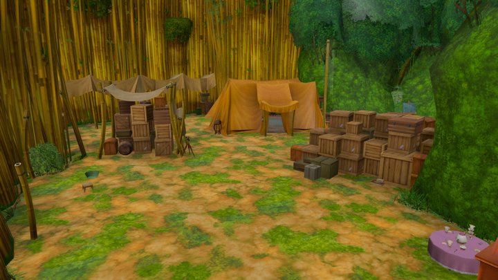 Camping in the woods (hand painted) – Free 3D Model STL