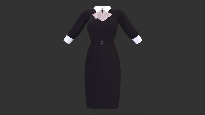 Black Maid Uniform With Cravat 3D Model
