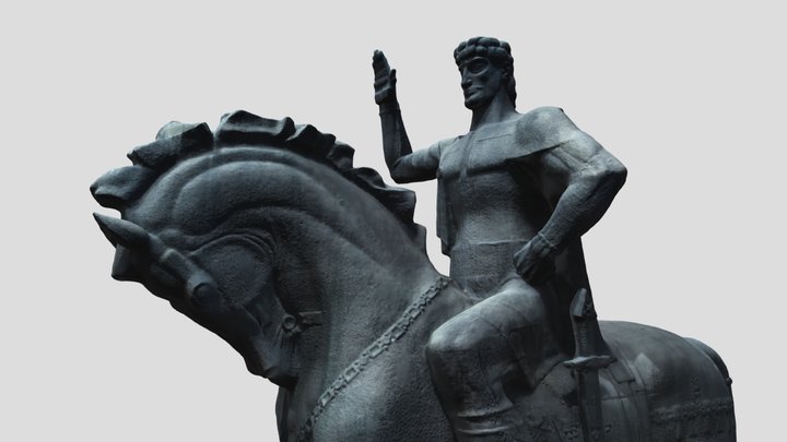 King Vakhtang Gorgasali Statue in Old Tbilisi 3D Model