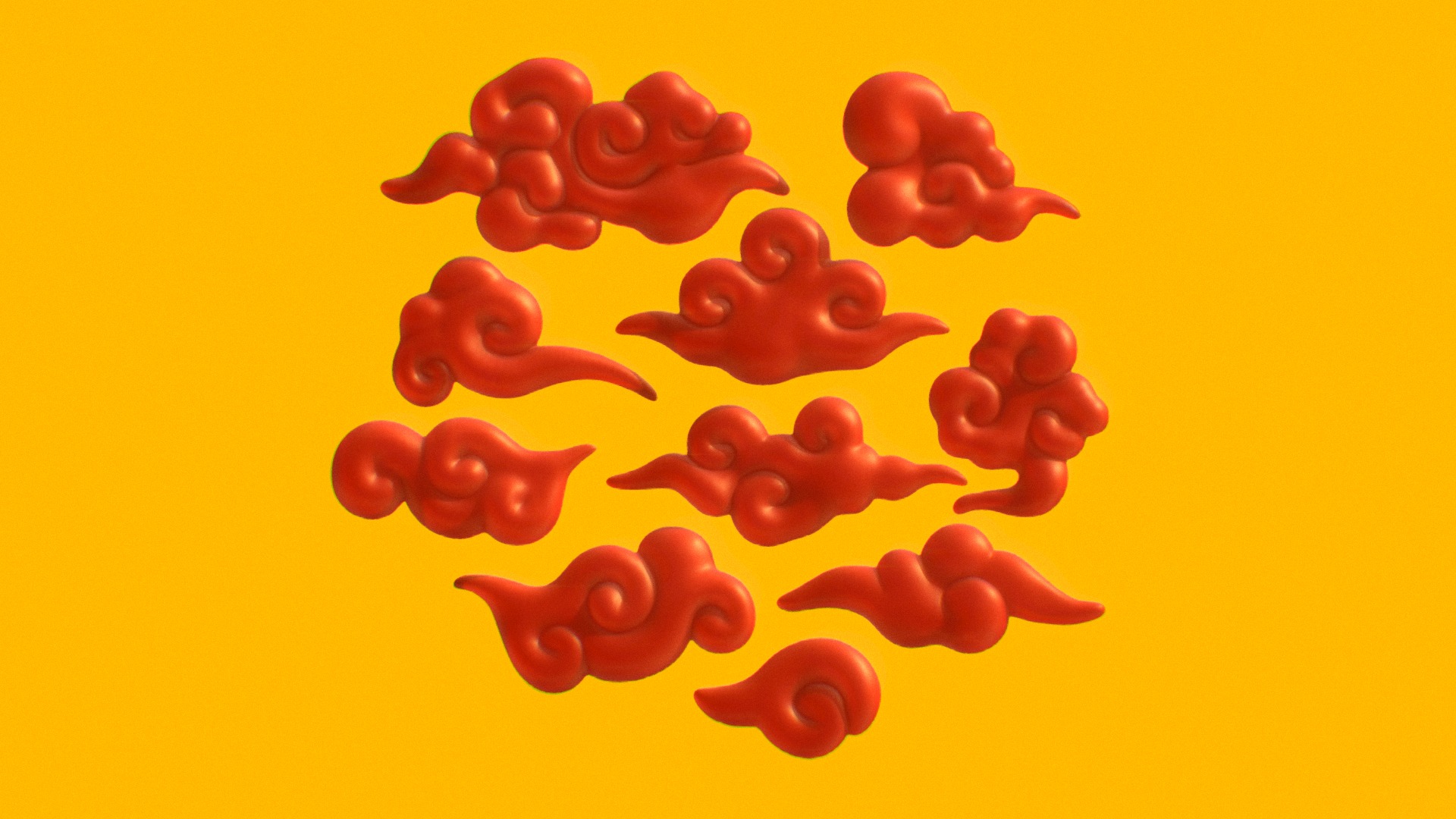 3D model CLOUDS PACK 2 - This is a 3D model of the CLOUDS PACK 2. The 3D model is about a bunch of red flowers.