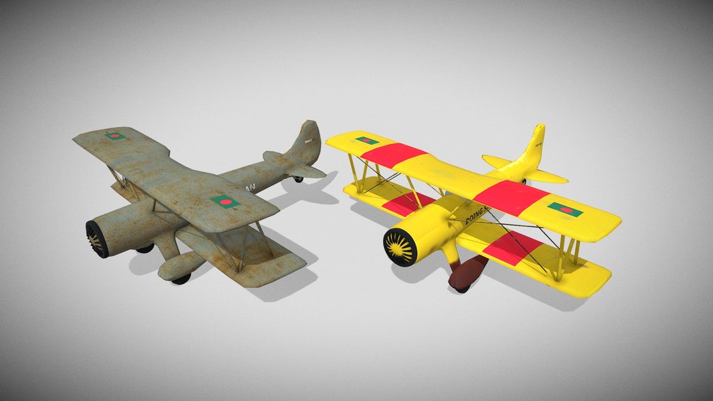 Low Poly Boeing P-12 Biplane
