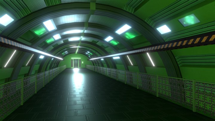 Sci-Fi Spaceship Corridor 3D Model