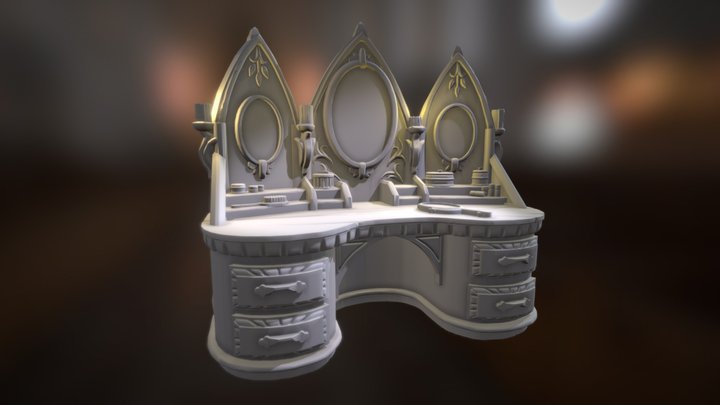 Miniature 3D Printable Fancy Desk 3D Model