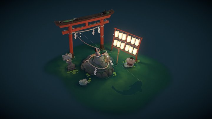 Sunken Cat Shrine 3D Model