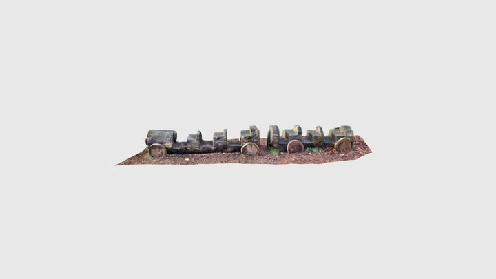 Wooden carving of a toy train 3D Model