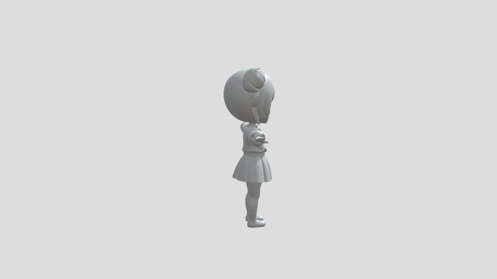 Chibi girl with blue hair 3D Model