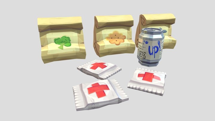 food package, tin can, pill 3D Model