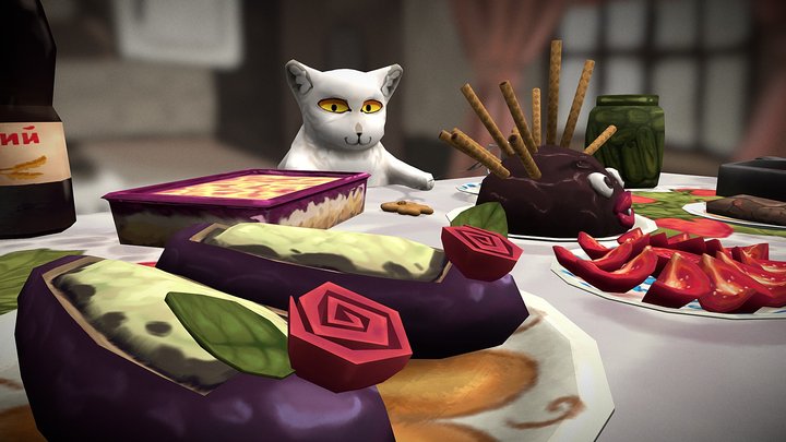 \ Delicious lunch \ Hand-Painted \ 3D Model