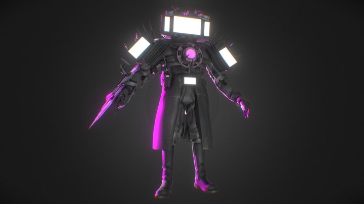Titan TV Man Rig IK MIXAMO 3D Model