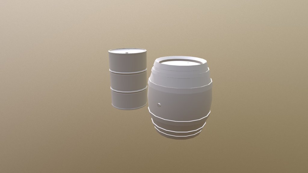 Oil Drum & Wooden Barrel