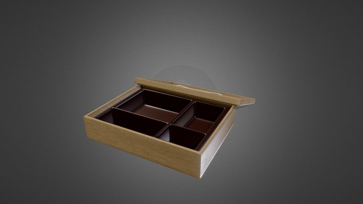 Bento, light wood with black plastic interior 3D Model