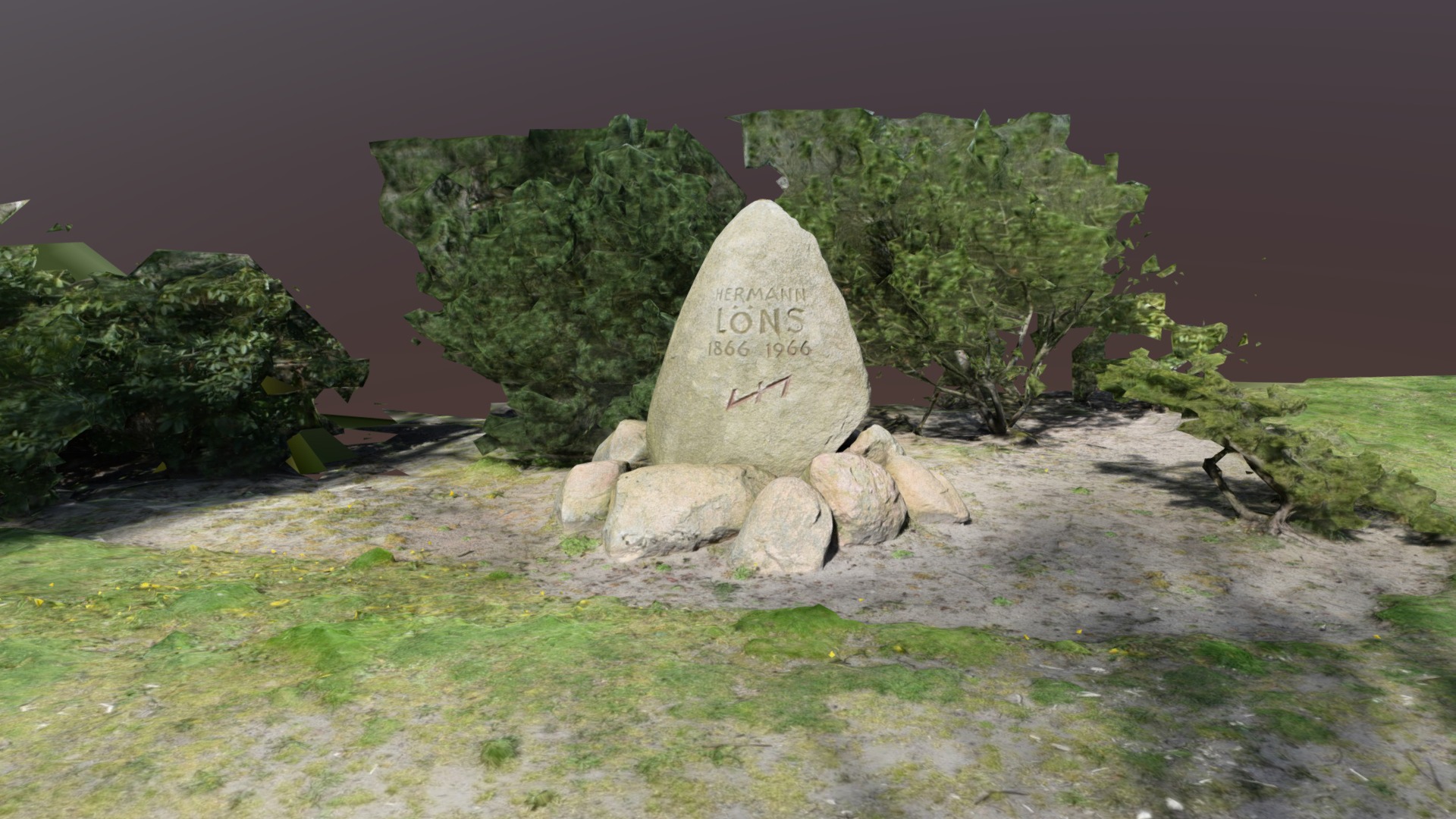 3D model Lönsstein - This is a 3D model of the Lönsstein. The 3D model is about a rock with a face carved into it.