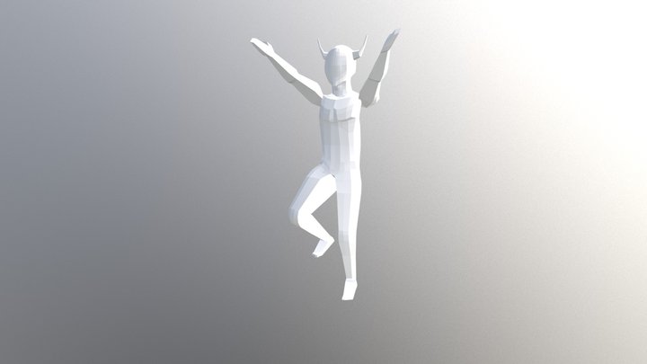 Horned Man Celebrating 3D Model