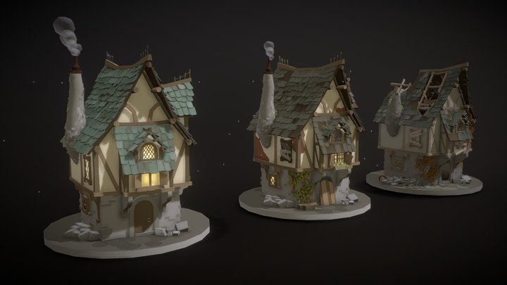Medieval house lifecycle 3D Model