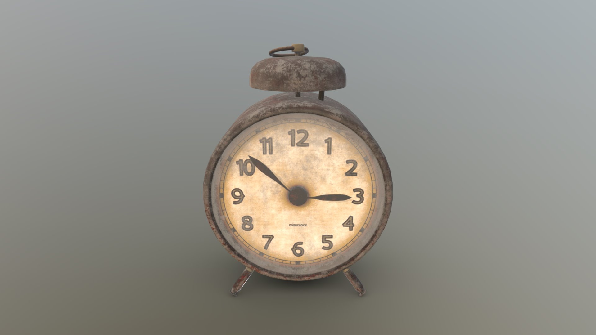 3D model Dirty desktop clock 3 of 20 - This is a 3D model of the Dirty desktop clock 3 of 20. The 3D model is about a silver analog watch.