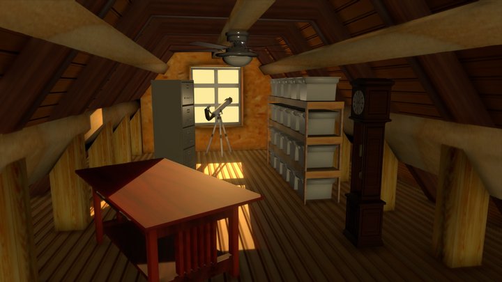 Morning Attic Scene 3D Model