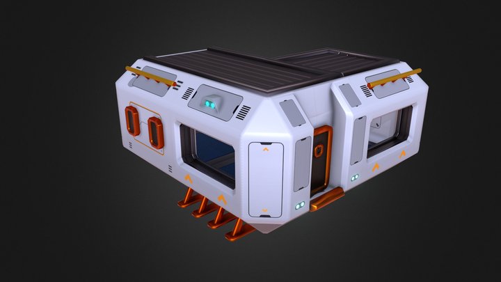Modular Stylized  Space Station 3D Model