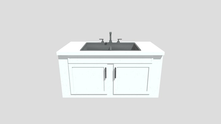 Double Door Sink Unit 1x2 3D Model