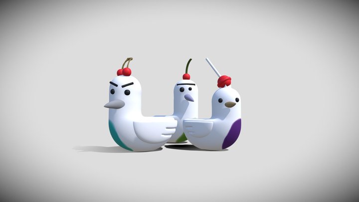 Jack Pot, Omar, and Eddie. The Pigeon Gang. 3D Model