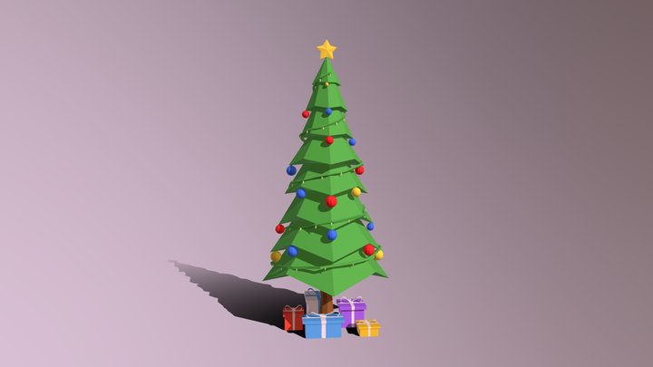 Low Poly Cartoon Christmas Tree 3D Model