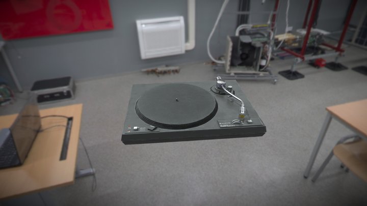 Low Poly Vintage Turntable 3D Model