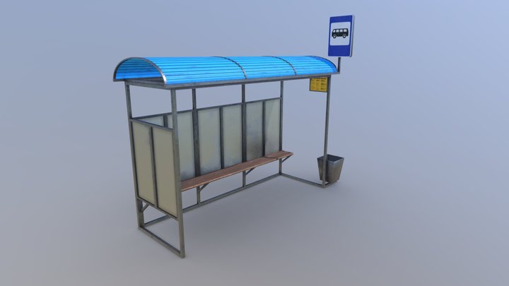 Outdated Soviet Bus Stop 3D Model