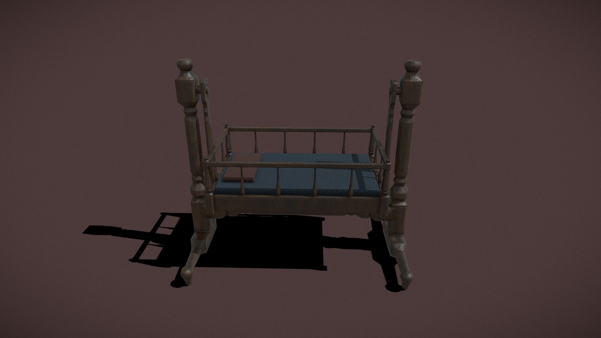 3D model Antique Medieval Cradle - This is a 3D model of the Antique Medieval Cradle. The 3D model is about a small metal structure.
