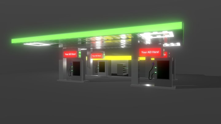 Gas Station | Game-Ready Environment Model 3D Model