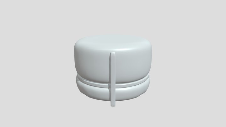 Round plush ottoman with brass band 3D Model