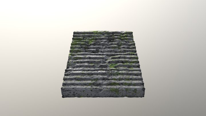 Eroded mossy concrete stairs 3D Model