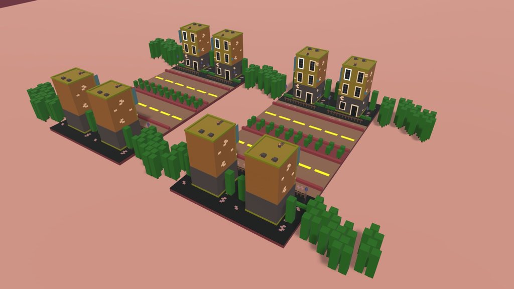 Low Poly Urban Crossroads